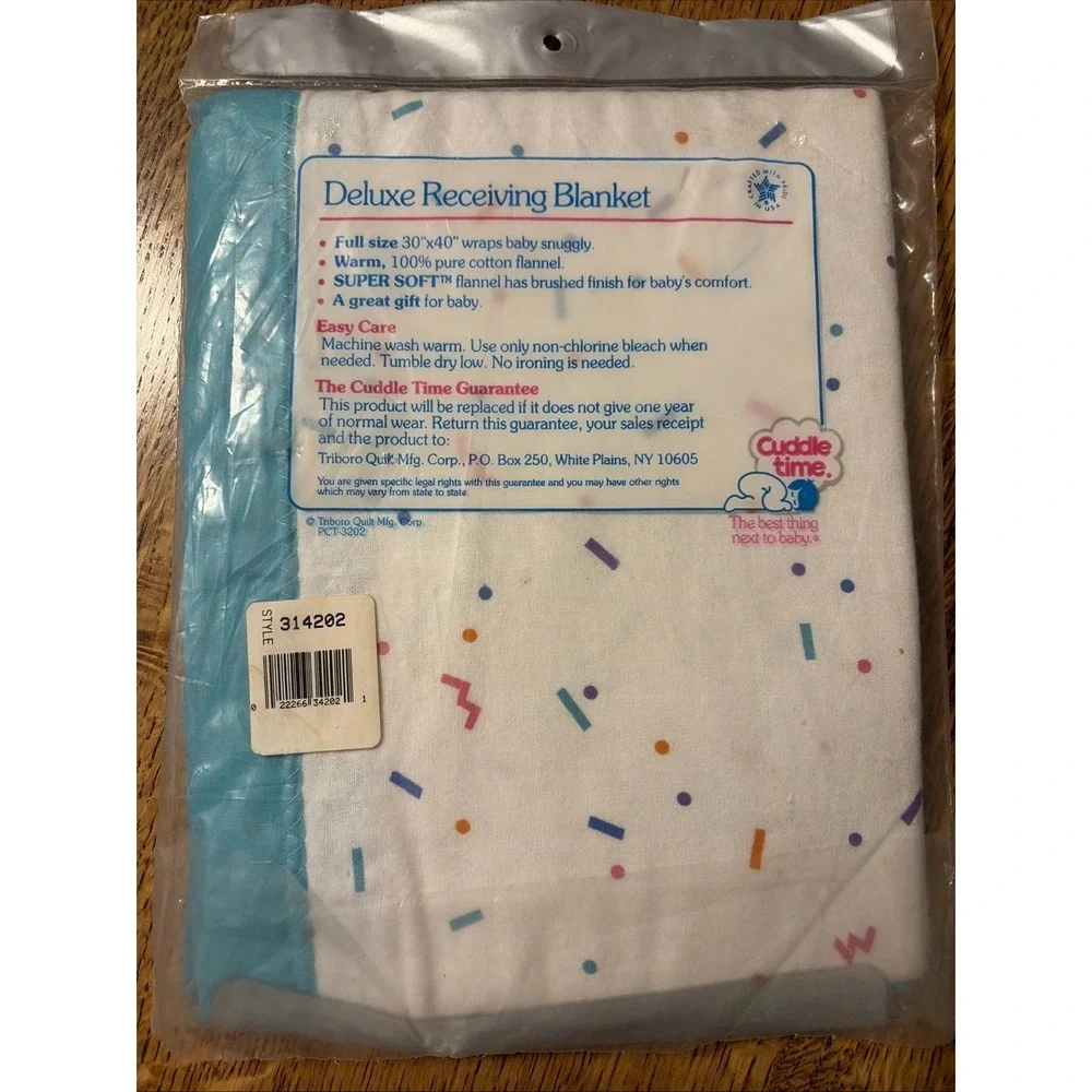 Vintage Cuddle Time Deluxe Receiving Blanket 100% Cotton Flannel 30